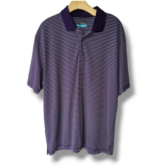 PGA TOUR Men’s XL Purple Striped Golf Polo Shirt | Classic Fit Performance - Picture 1 of 9